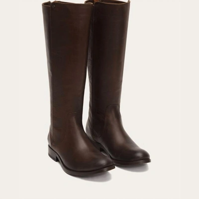 Shop Frye Melissa Stud Back Zip Wide Calf Boots In Redwood In Brown