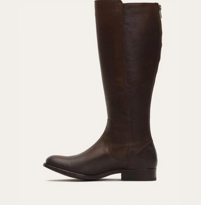 Shop Frye Melissa Stud Back Zip Wide Calf Boots In Redwood In Brown