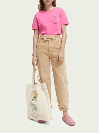 Scotch & Soda Regular-fit Organic Cotton T-shirt In Pink