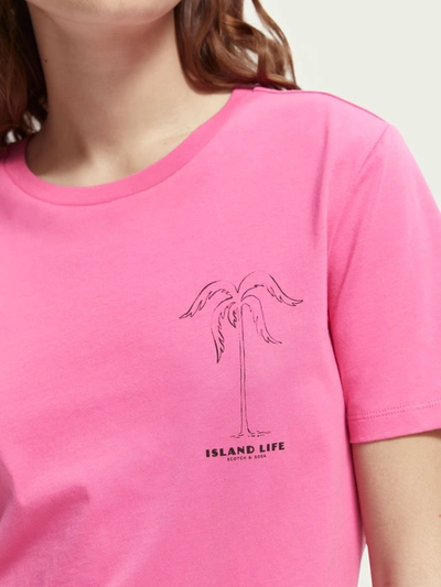 Scotch & Soda Regular-fit Organic Cotton T-shirt In Pink