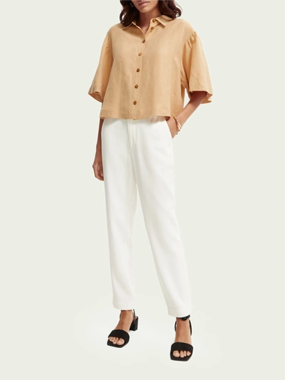 Scotch & Soda Short-sleeved Top In Beige