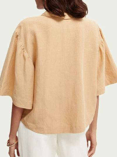 Scotch & Soda Short-sleeved Top In Beige