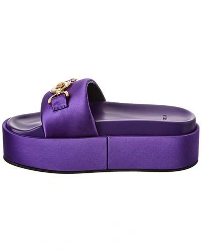 Shop Versace '95 Satin Platform Sandal In Purple