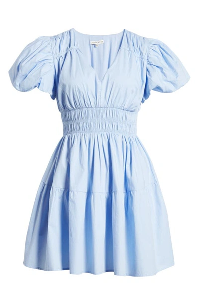 Shop Moon River Smocked Puff Sleeve Minidress In Blue