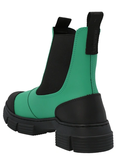 Shop Ganni Rubber Ankle Boots In Green