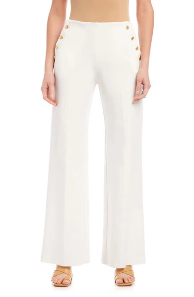 Shop Fifteen Twenty Button Accent Flare Pants In Off White