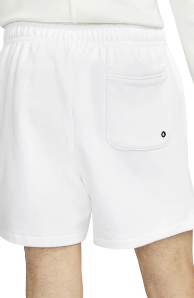 Shop Nike Club Fleece French Terry Shorts In White/ White/ Black