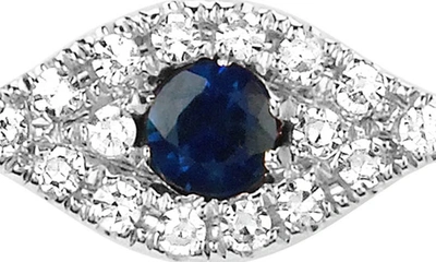 Ef Collection Diamond & Sapphire Evil Eye Choker Necklace In 14k White Gold