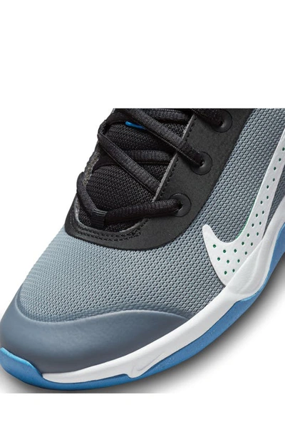 Shop Nike Kids' Omni Multi-court Sneaker In Grey/ Blue/ Black/ Crimson