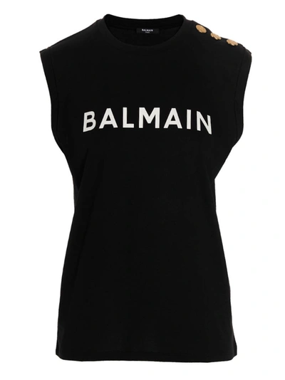 Shop Balmain Logo Print Top