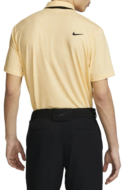 Shop Nike Dri-fit Heathered Golf Polo In Topaz Gold/ Black