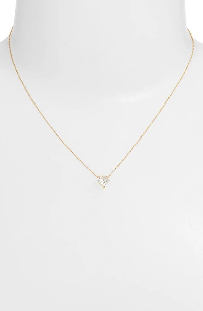 Shop Lightbox 1-carat Princess Cut Lab-grown Diamond Pendant Necklace In White/ 14k Yellow Gold