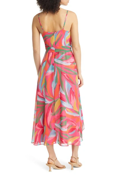 VINCE CAMUTO ABSTRACT PRINT WRAP FRONT CHIFFON DRESS 