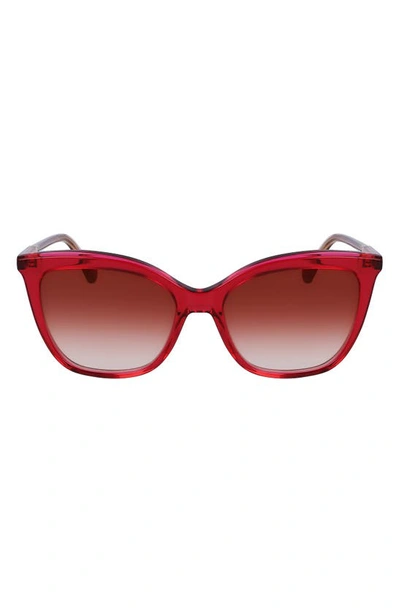 Shop Longchamp 53mm Rectangular Sunglasses In Fuchsia/ Rose