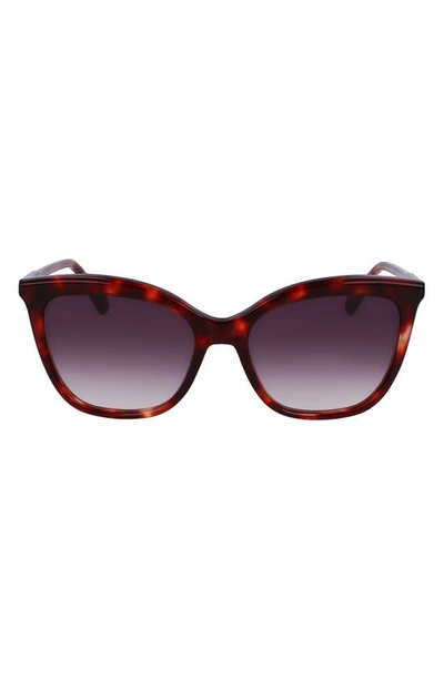 Shop Longchamp 53mm Rectangular Sunglasses In Red Havana