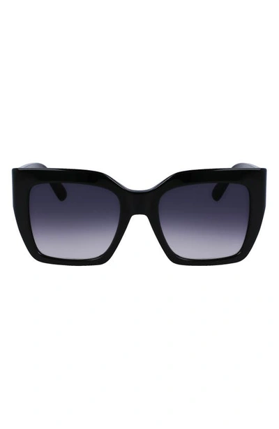 Shop Longchamp 53mm Rectangular Sunglasses In Black