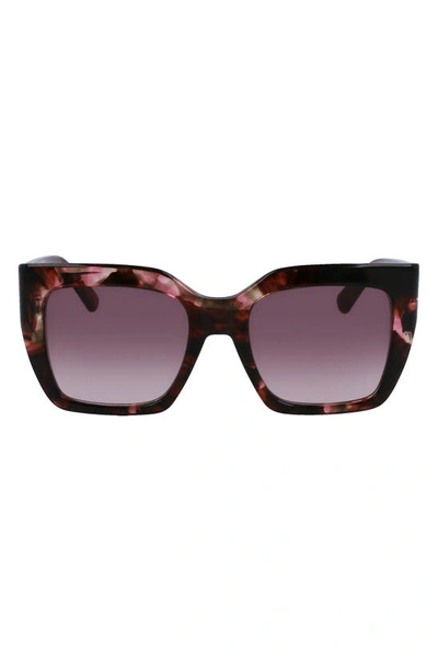 Shop Longchamp 53mm Rectangular Sunglasses In Brown Rose Havana