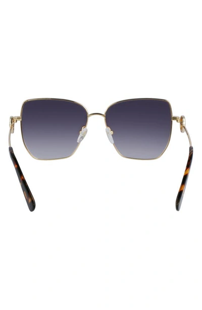 Shop Longchamp 58mm Gradient Rectangular Sunglasses In Gold/ Gradient Smoke