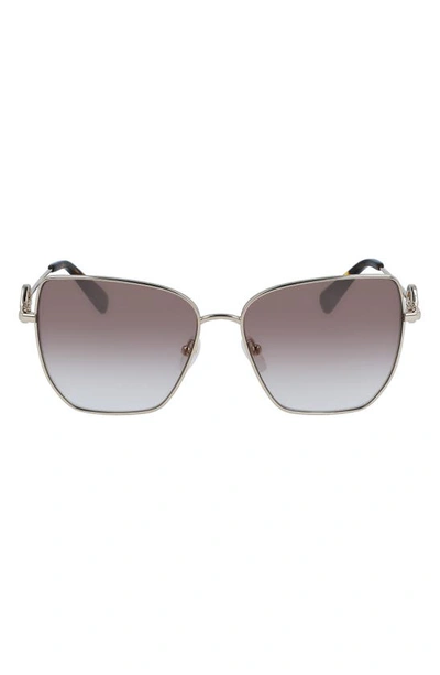 Shop Longchamp 58mm Gradient Rectangular Sunglasses In Pale Gold/gradient Brown Azure