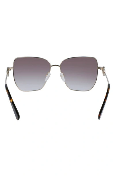 Longchamp 58mm Gradient Rectangular Sunglasses In Pale Gold/gradient Brown Azure