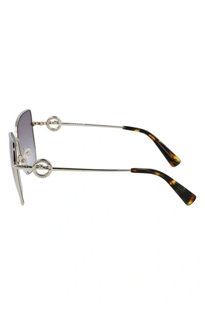 Longchamp 58mm Gradient Rectangular Sunglasses In Pale Gold/gradient Brown Azure
