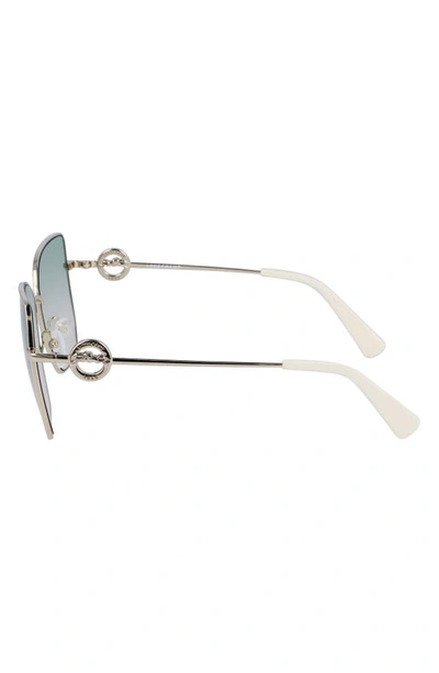 Longchamp 58mm Gradient Rectangular Sunglasses In Pale Gold/gradient Green Peach