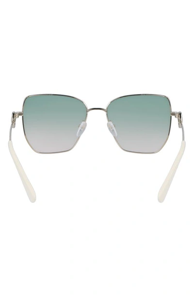 Longchamp 58mm Gradient Rectangular Sunglasses In Pale Gold/gradient Green Peach