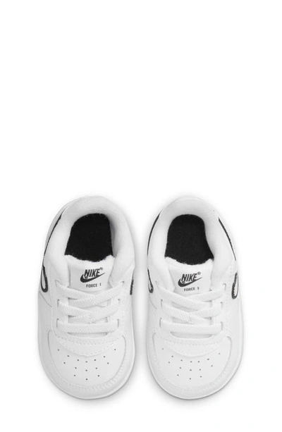 Shop Nike Kids' Air Force 1 Crib Shoe In White/ Black