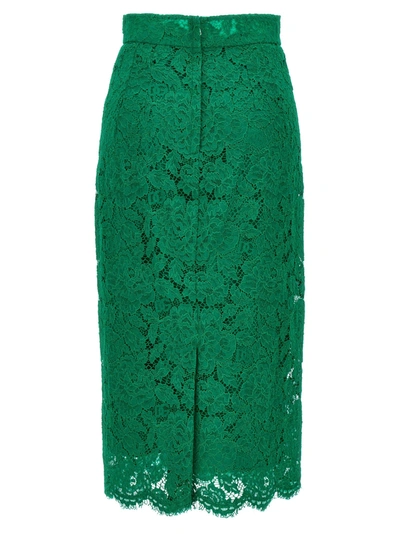 Shop Dolce & Gabbana Lace Midi Skirt Skirts Green