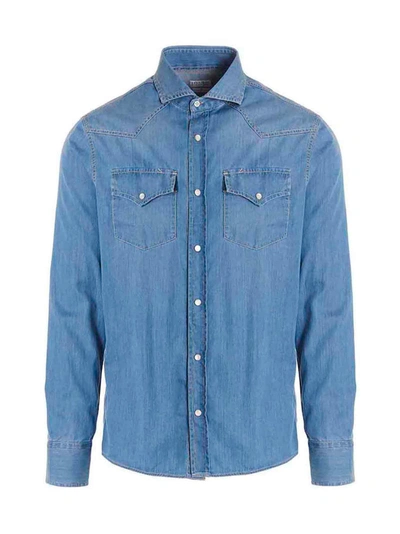 Shop Brunello Cucinelli Texan Shirt In Light Blue