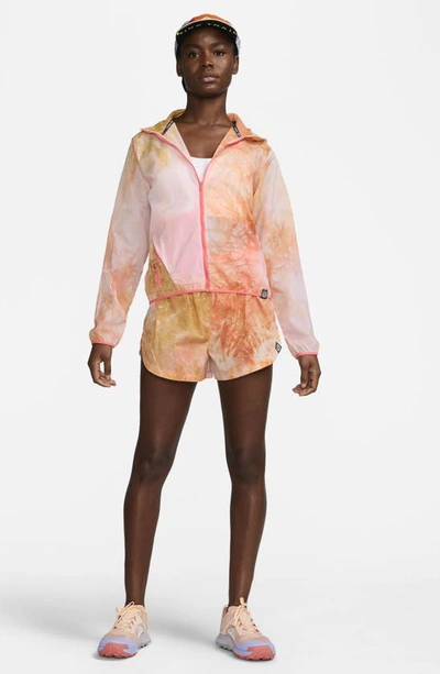 Shop Nike Repel Tie Dye Water Repellent Hooded Jacket In Coral Chalk/ Sea Coral