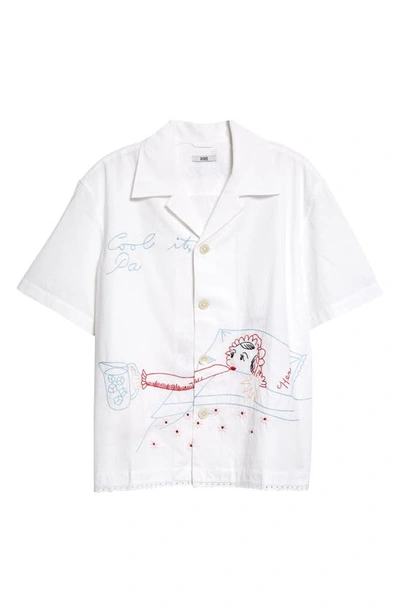 Shop Bode His & Hers Embroidered Short Sleeve Button-up Shirt In White Multi