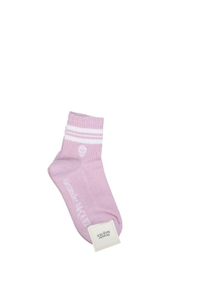 Shop Alexander Mcqueen Short Socks Cotton Pink White