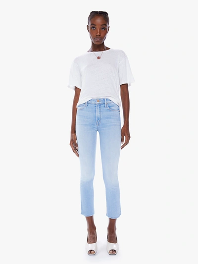 Shop Mother The Mid Rise Dazzler Crop Fray Sun Kissed Denim In Blue
