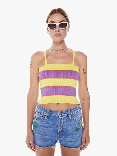 Shop Mother The Tube Tank Top Purple And Stripe (also In S, M,l, Xl) In Yellow