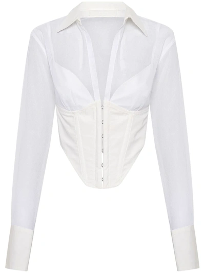 Shop Dion Lee Women Grid Corset Shirt In White