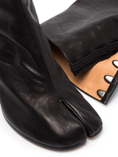 Shop Maison Margiela Women Vintage Leather Tabi Boots High Heel In T8013 Black