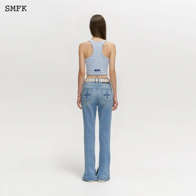 Shop Smfk Women Mermaid Blue Tight Jeans