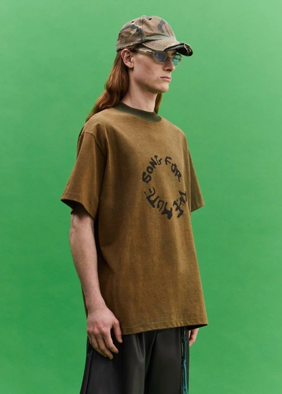 Shop Song For The Mute Men "sftm Circle" Mock Neck Oversized Tee In Army Green