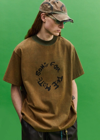 Shop Song For The Mute Men "sftm Circle" Mock Neck Oversized Tee In Army Green