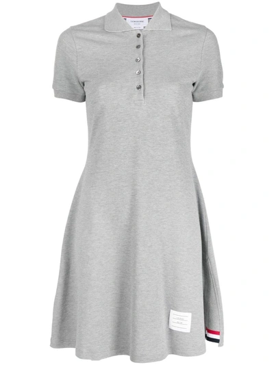 Shop Thom Browne Women Flared Tennis Dress W/ Rwb Stripe Rib Gusset In Classic Pique In 055 Lt Grey