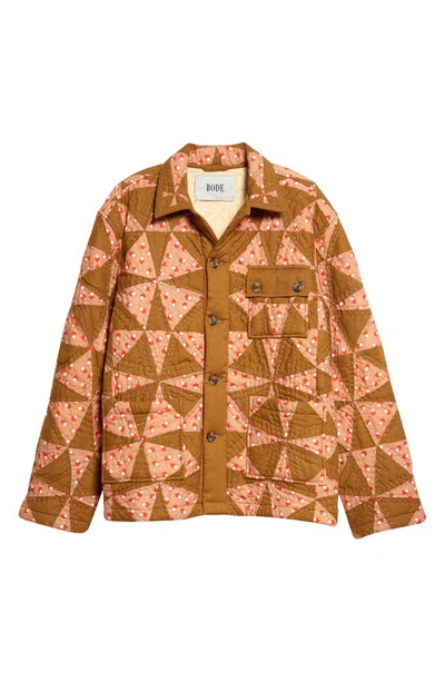 Shop Bode Kaleidoscope Quilted Jacket In Khaki Peach
