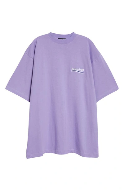 Shop Balenciaga Campaign Logo Oversize Cotton Graphic Tee In Light Purple White Blue