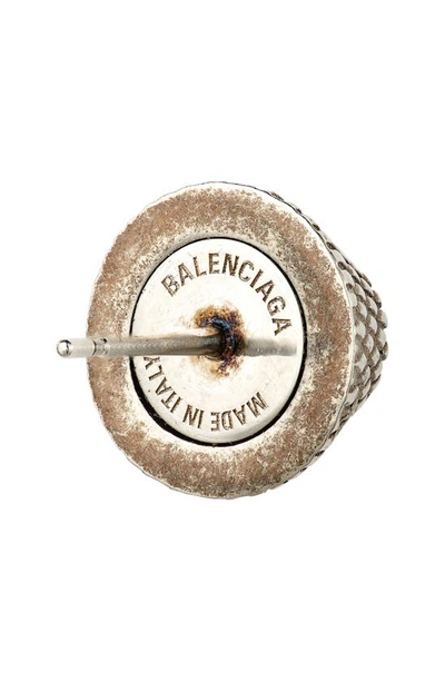 Shop Balenciaga Cagole Stud Earrings In Antique Silver
