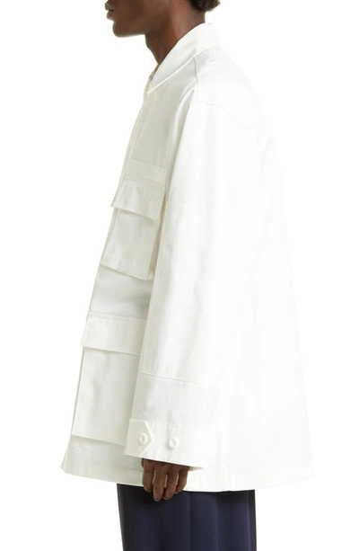 Shop Balenciaga Cotton Gabardine Cargo Jacket In White