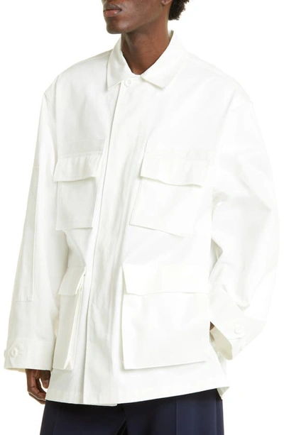 Shop Balenciaga Cotton Gabardine Cargo Jacket In White