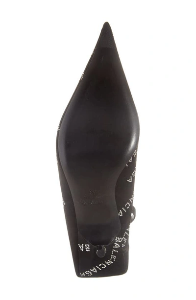 Shop Balenciaga Square Knife Crystal Logo Pointed Toe Pump In Black
