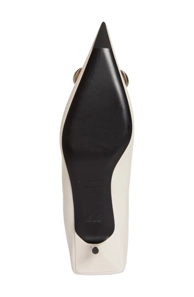 Shop Balenciaga Square Knife Pointed Toe Kitten Heel Pump In Nacre/ Silver