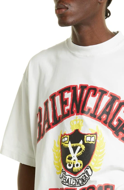 Balenciaga Diy College Logo Cotton Graphic T-shirt In White | ModeSens