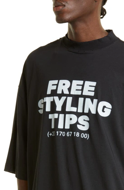 Shop Balenciaga Styling Hotline Oversize Graphic T-shirt In Washed Black/ White